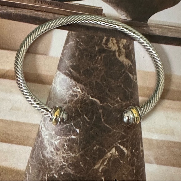 David Yurman Sterling Silver Station 5mm Cuff Bangle Bracelet - Picture 8 of 16